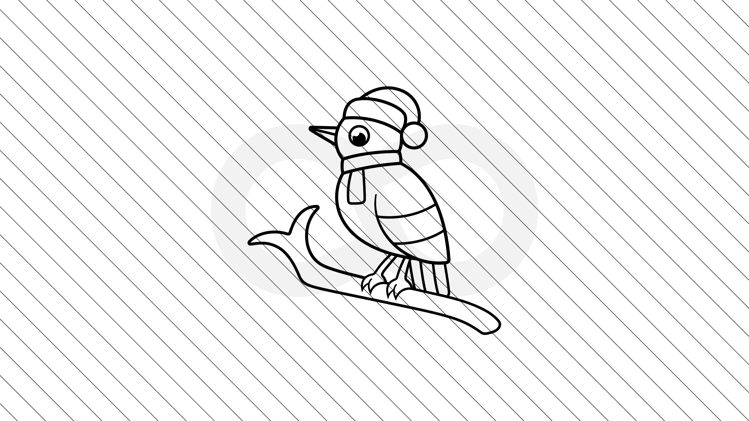 Christmas Bird on Branch with Hat